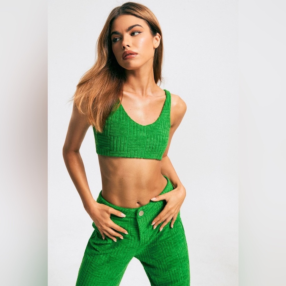 Solid Green Terry Cloth Bralette M